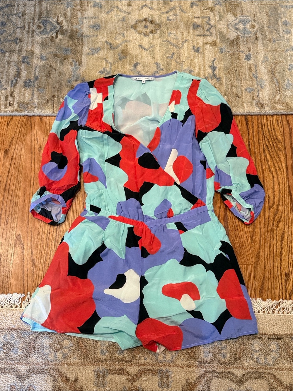 Annie Griffin Silk Floral-Print Wrap Romper